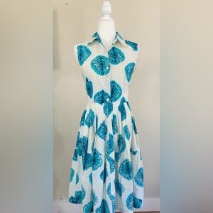 Samantha Sung Sleeveless Cream and Aqua Shirt Dress, 2